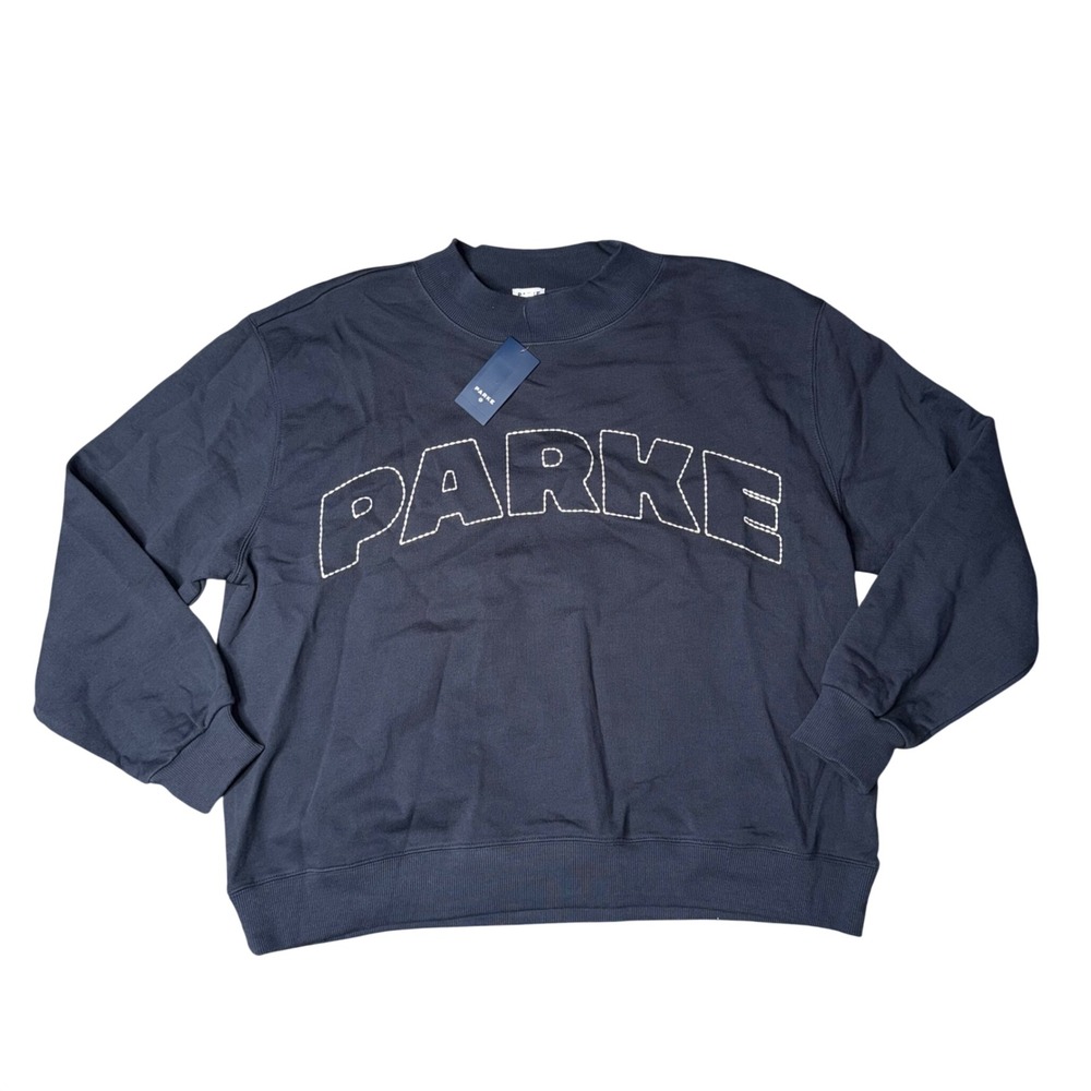 Parke x Target Sweatshirt Womens L/XL Navy NWT Logo Crewneck Oversized Cotton